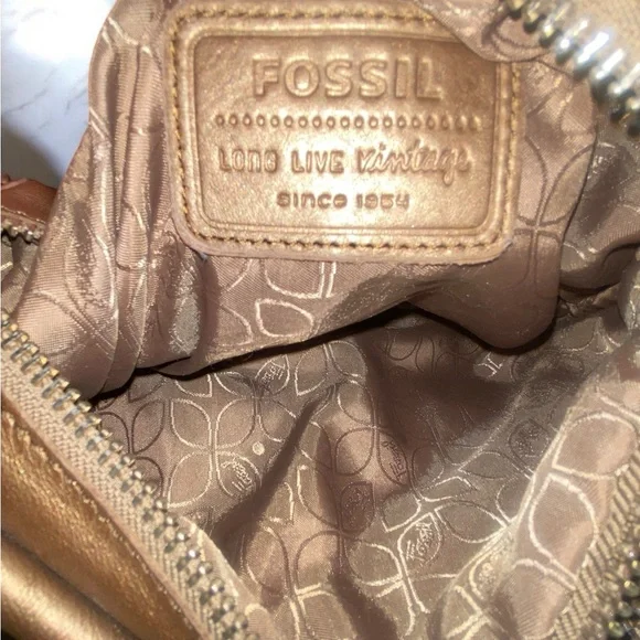 Vintage Fossil Sutter metallic bronze leather crossbody Y2k - Picture 10 of 15